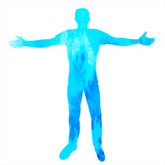 man watercolor silhouette on white background, isolated, vector