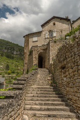 Fototapeta na wymiar Historical buildings in the commune of Sainte-Enimie, Gorges du Tarn Causses, Occitania, France