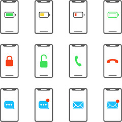 smartphone display screen color icons set