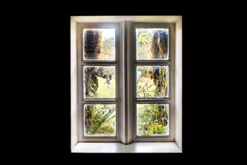 Window in the house with a view of the street