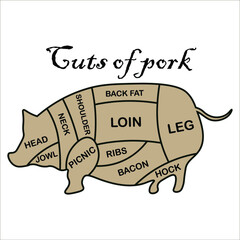 Pieces of pork, vector, illustration, symbol