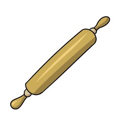 Wooden rolling pin for dough, vector illustration in cartoon style