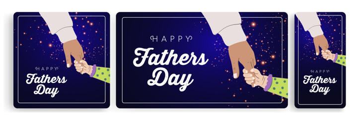 Happy Father's Day greeting card. father and son, father and daughter vector illustration. I love dad.	
