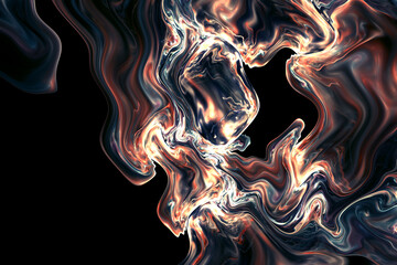 Fototapeta na wymiar Abstract fluid 3d illustration. Holographic gradient liquid on black background