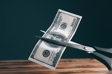 scissors cutting a dollar bill