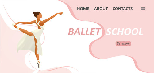 banner for the ballet school website. illustration of a ballet woman