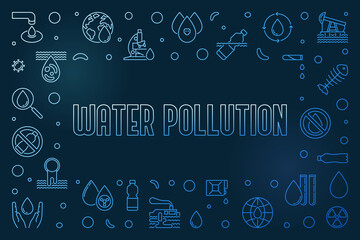 Water Pollution colored horizontal Frame - vector illustration