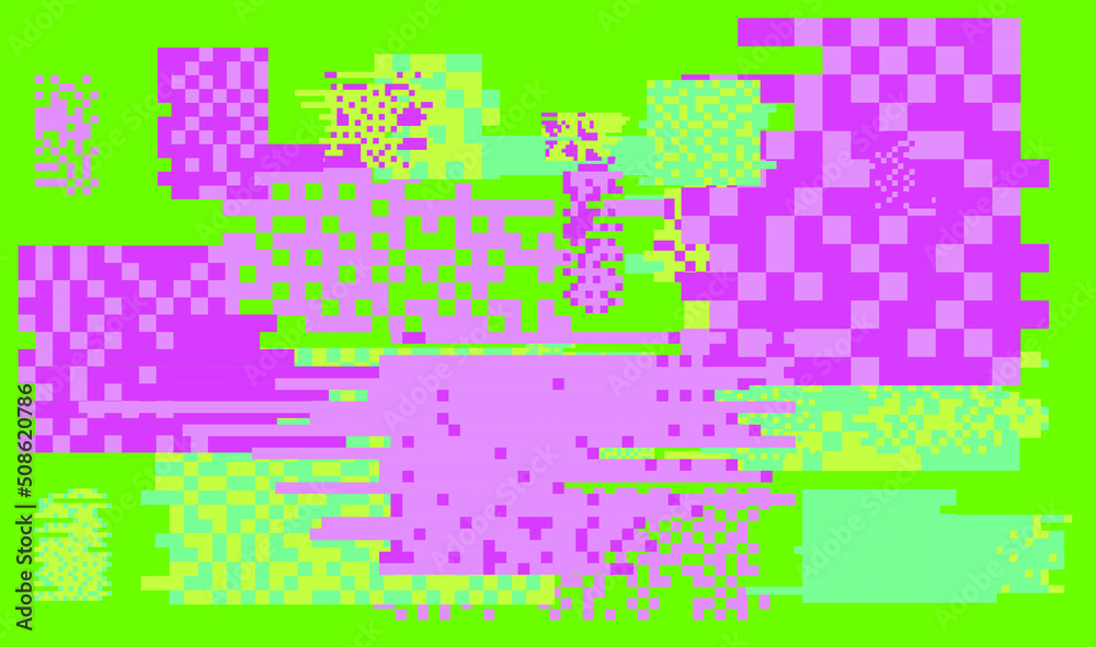 Poster trendy data moshing pixelated background.