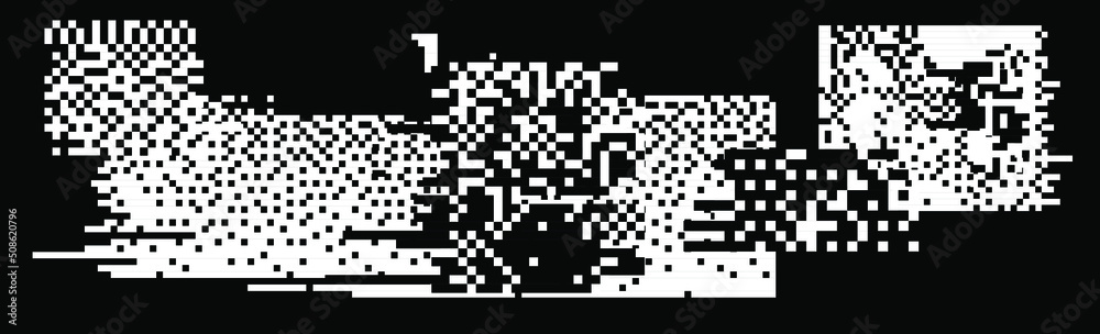 Poster Abstract vector background with pixel bitmap glitches and flickers. Broken computer screen concept.
