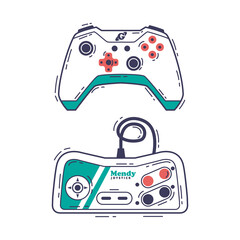 Gamepad as Game Controller and Input Device for Video Game Console Outline Vector Set