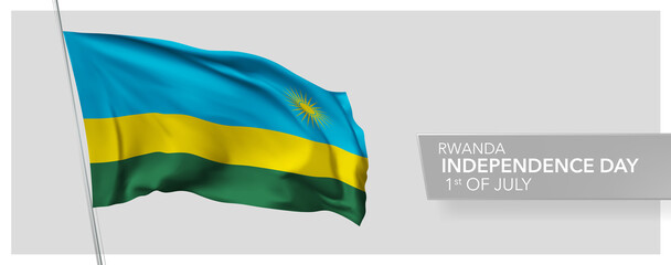 Rwanda happy independence day greeting card, banner vector illustration