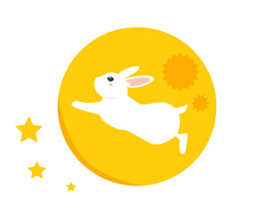 お月見のイラスト　中秋の名月　うさぎ