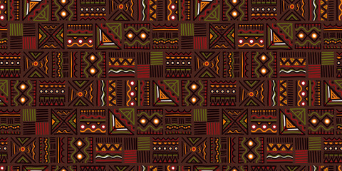 Hand drawn abstract seamless pattern, ethnic background, african style - great for textiles, banners, wallpapers, wrapping - vector design