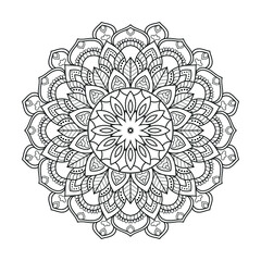 Mandala flower line art for KDP coloring book page. Mandala KDP coloring page design for adults and children. Indian ethnic style Islamic mandala design