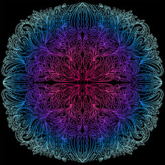 Vector illustration of mandala. Light, peace and spirit concept. Tattoo, spiritual yoga. - 508622377
