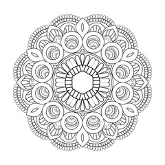 Mandala flower line art for KDP coloring book page. Mandala KDP coloring page design for adults and children. Indian ethnic style Islamic mandala design
