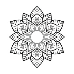 Mandala flower line art for KDP coloring book page. Mandala KDP coloring page design. Indian ethnic style Islamic mandala design