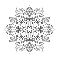 Mandala KDP coloring pages. Black and white flower outline coloring book mandala. Line art  Mandala pattern vector. Indian ethnic style Islamic mandala design