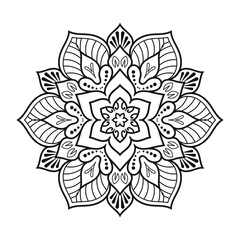 Mandala KDP coloring pages. Black and white flower outline coloring book mandala. Line art  Mandala pattern vector. Indian ethnic style Islamic mandala design