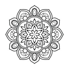 Mandala KDP coloring pages. Black and white coloring book pattern. Line art  Mandala pattern vector. Indian ethnic style Islamic mandala design