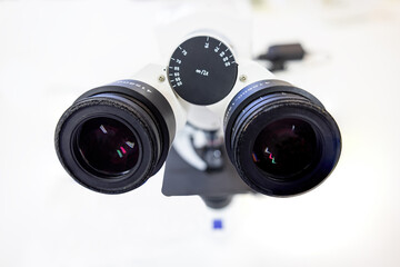 Fototapeta na wymiar Point of view of looking through a optical microscope