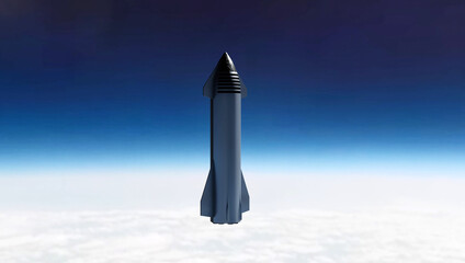 Spacex Starship in orbit leaving Earth © Goran Bozic