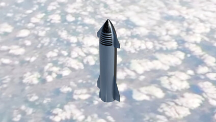 Spacex Starship in orbit leaving Earth © Goran Bozic
