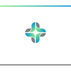 Healthcare Medical Logo Template. Blue, Green and Grey Abstract Logo or Icon.