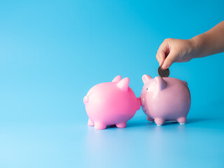 piggy bank for creative financial saving and deposit concept with copy space
