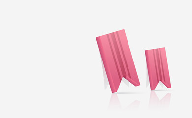 Two red ribbons on the floor with a spaced background