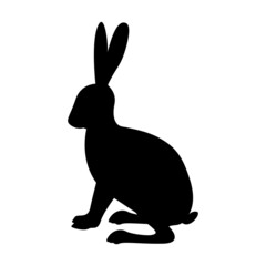 Hare silhouette. Vector black silhouette of a rabbit.
