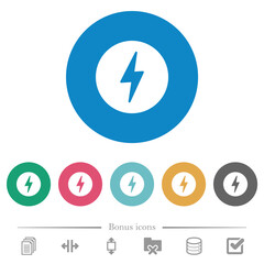 Lightning in circle solid flat round icons