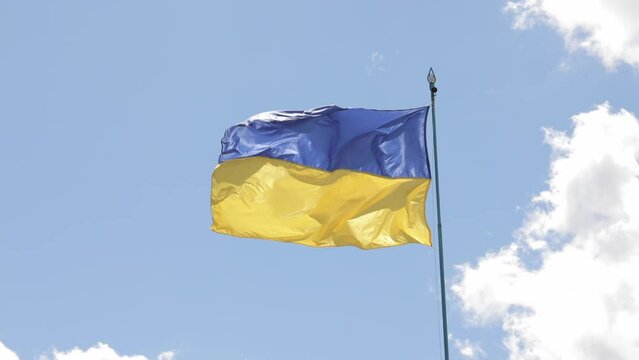 Ukraine flag waving in the wind