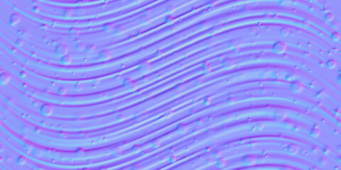 Normal map grunge texture seamless pattern with wavy lines, stars and impact trails. Bump mapping of concrete or stone surface. 3d shader illustration