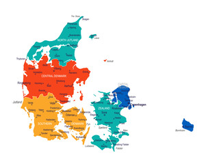 Map of Denmark - highly detailed vector illustration