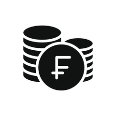 Stack of franc coins icon. Money symbol flat style isolated on white background. Vector illustration