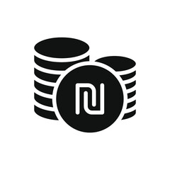 Stack of shekel coins icon. Money symbol flat style isolated on white background. Vector illustration