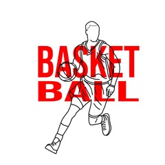 Fototapeta na wymiar line art basketball player. jump. ball. white background. perfect for children's color books, t-shirts, sticker etc. eps file