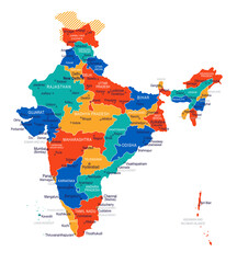 Map of India - highly detailed vector illustration