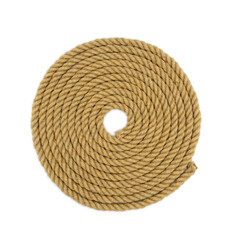 Natural hemp rope on white background