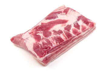 Raw pork bacon isolated on white background