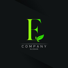 Letter E Green Leaf Logo Design Vector ecology elements for web Spa beauty saloon 