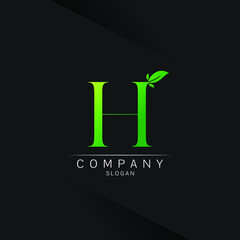 Letter H Green Leaf Logo Design Vector ecology elements for web Spa beauty saloon 