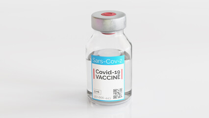 Covid 19 coronavirus vaccine on white background - 3D Rendering