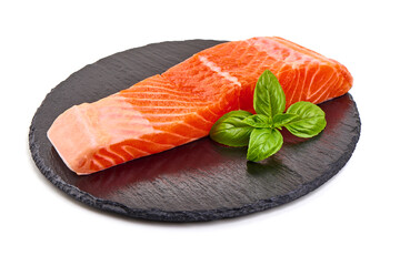 Fresh salmon, red fish, isolated on white background