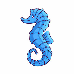 Cartoon seahorse. Isolated vector illustration cute sea horse on white background. 