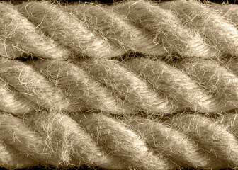 Natural hemp rope texture macro shot