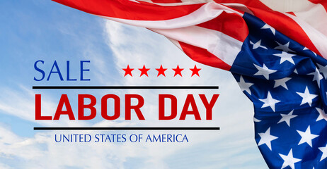 Fototapeta na wymiar Happy Labor day banner, american patriotic background, sale