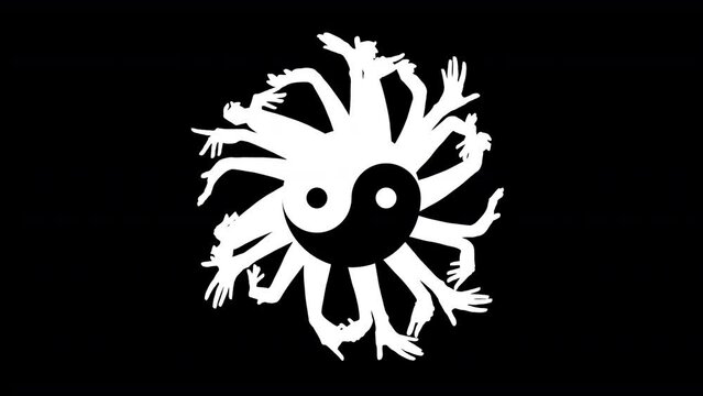 yin yang symbol spinning with arms