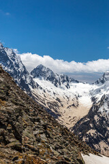 Snowy peaks in Caucasus mountains